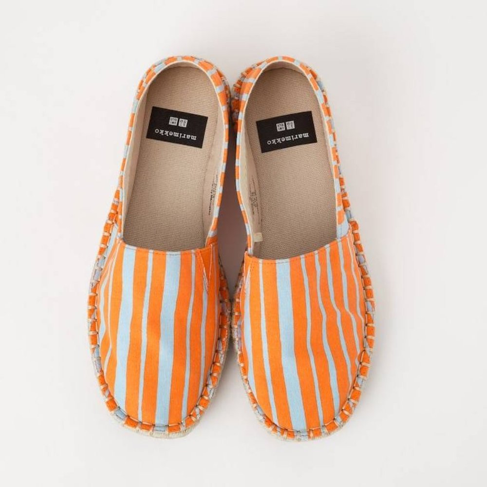 Marimekko Uniqlo Espadrilles Orange Blue Striped Size Large Fabric